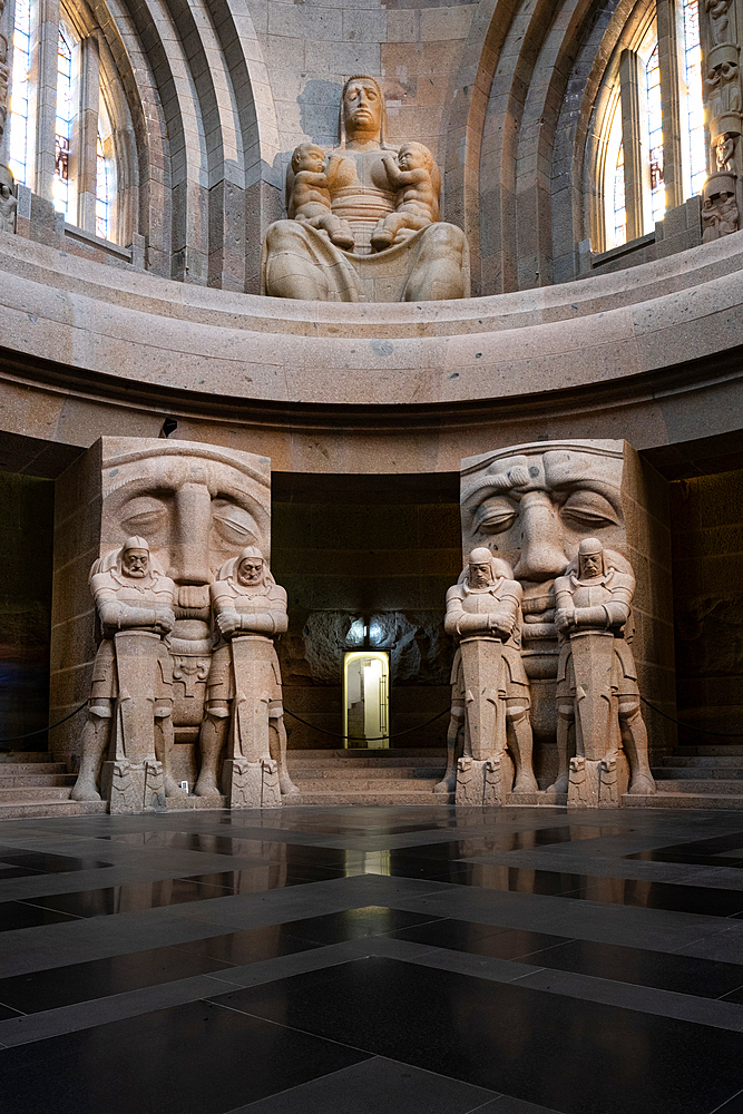 View of the death guards in the crypt in the Hall of Fame in the Battle of the Nations Monument, Leipzig, Saxony, Germany, Europe