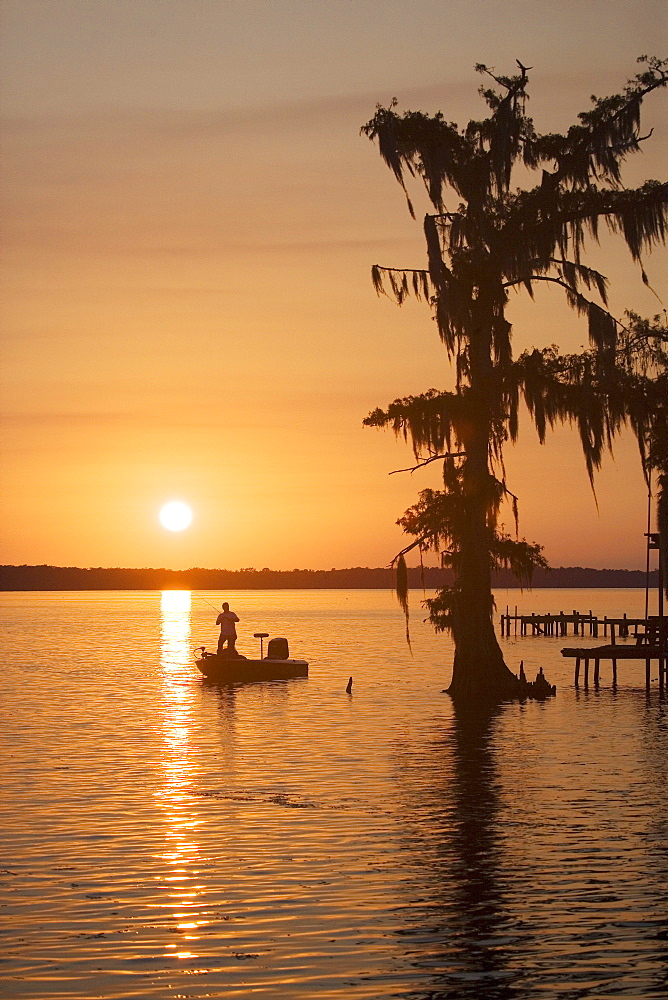 Backwater fishing, Attakapas Landing on Lake Verret, near Pierre Part, Louisiana, USA