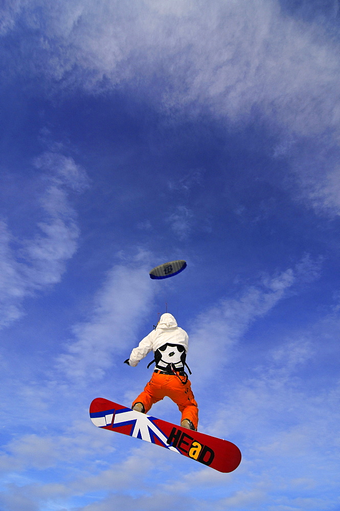 Kitesurfer, Lake Silvaplana, Sankt Moritz, Grisons, Switzerland, model released