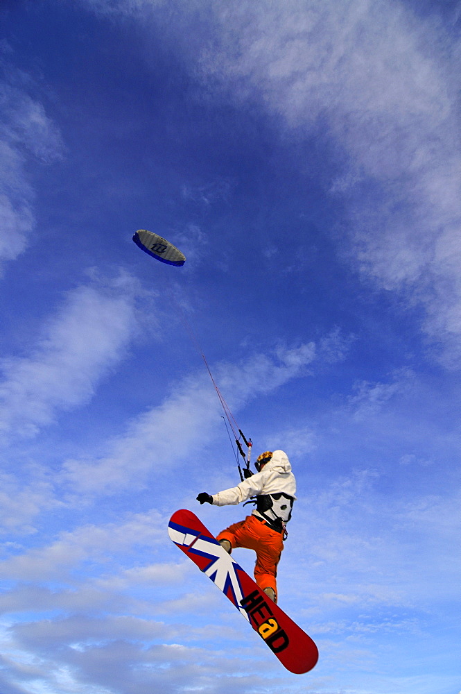 Kitesurfer, Lake Silvaplana, Sankt Moritz, Grisons, Switzerland, model released