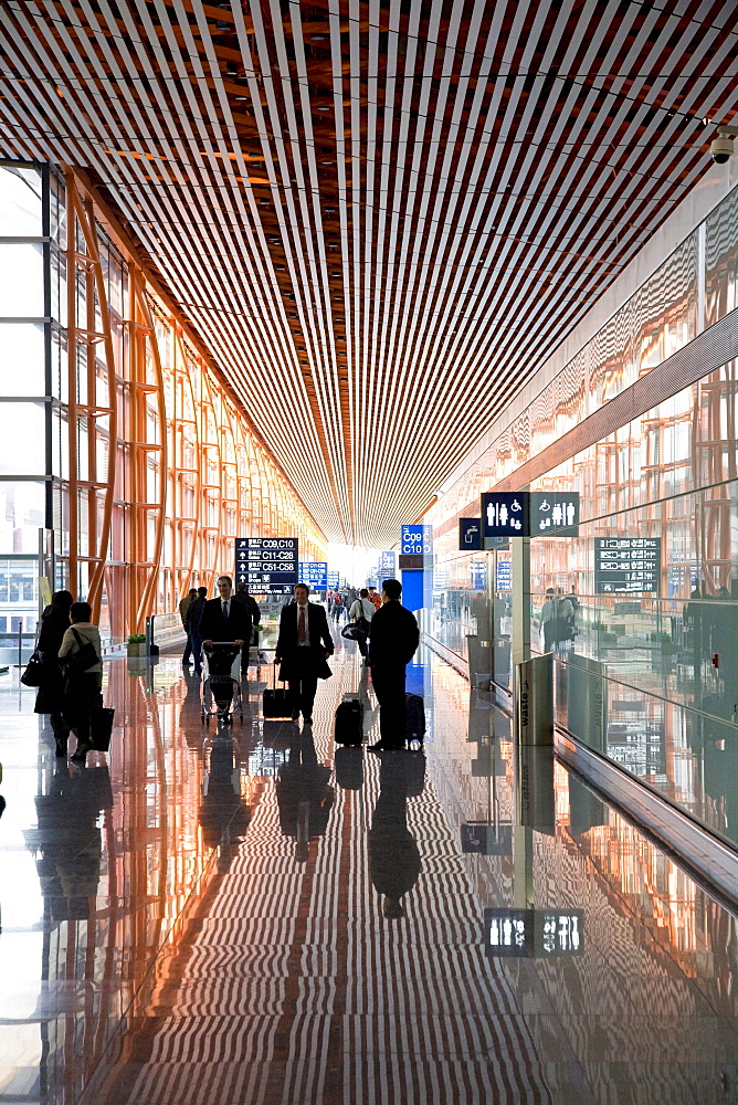 People at the waiting hall of the International Airport Beijing, largest building in the world, Peking, China, Asia