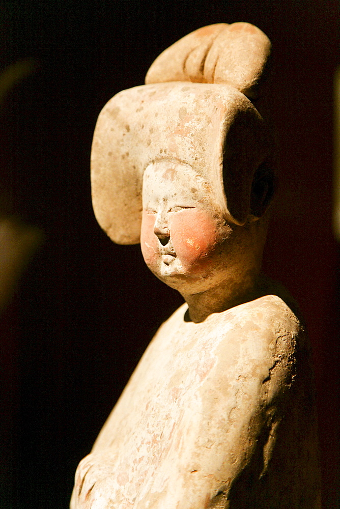 Exhibited object at Shanghai Museum, earthen figure of a women, from the Tang Dynasty, EXPO 2010 Shanghai, Shanghai, China, Asia