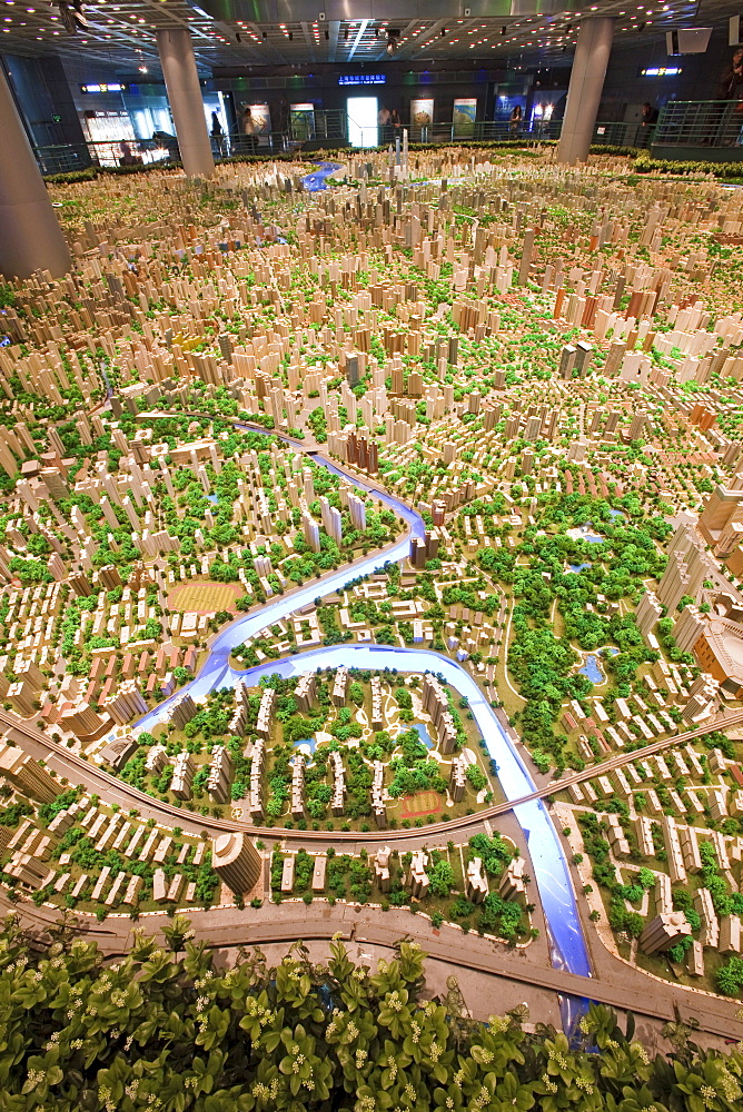 Model of the city of Shanghai at urban planning museum, Shanghai, China, Asia