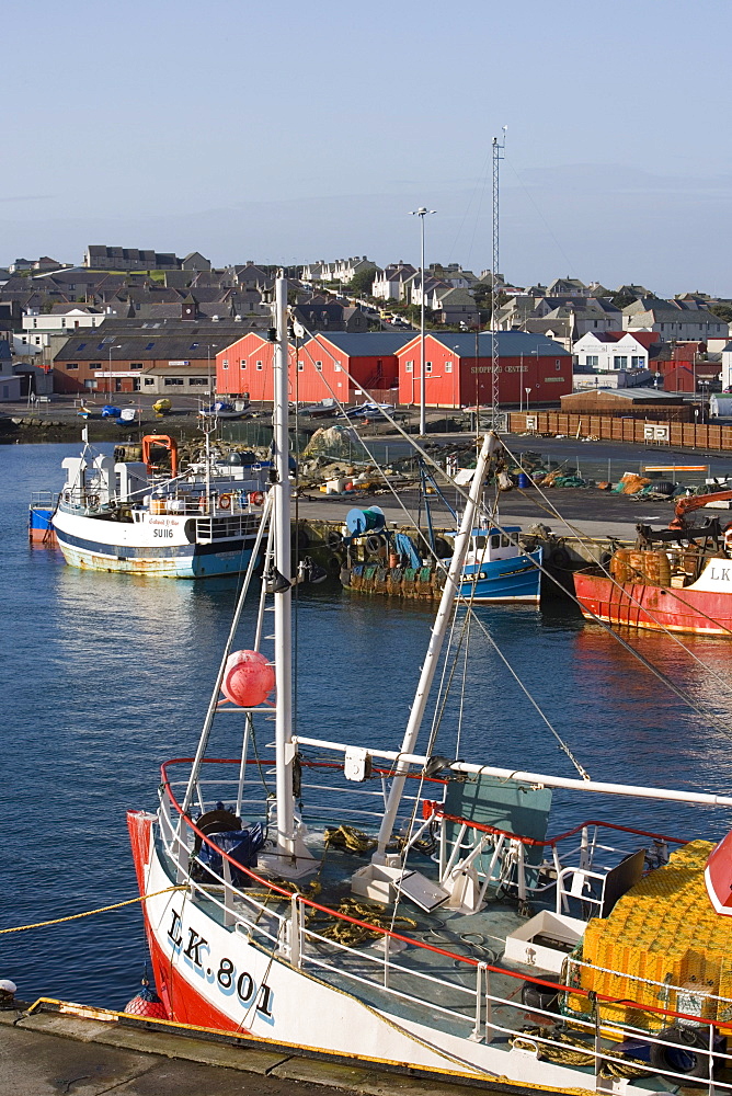 Fishing boats at harbour, Lerwick, Mainland, Shetland Islands, Scotland, Great Britain, Europe