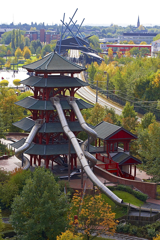 View from CentrO.PARK at Neue Mitte Oberhausen, Ruhrgebiet, North Rhine-Westphalia, Germany, Europe