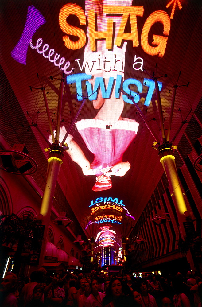 Illuminated advertising on the ceiling, Freemont Street, Las Vegas, Nevada, USA, America