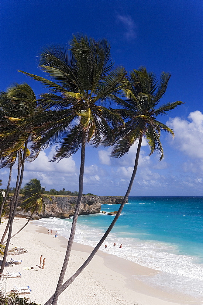 View over sandy beach of Bottom Bay, St. Philip, Barbados, Caribbean