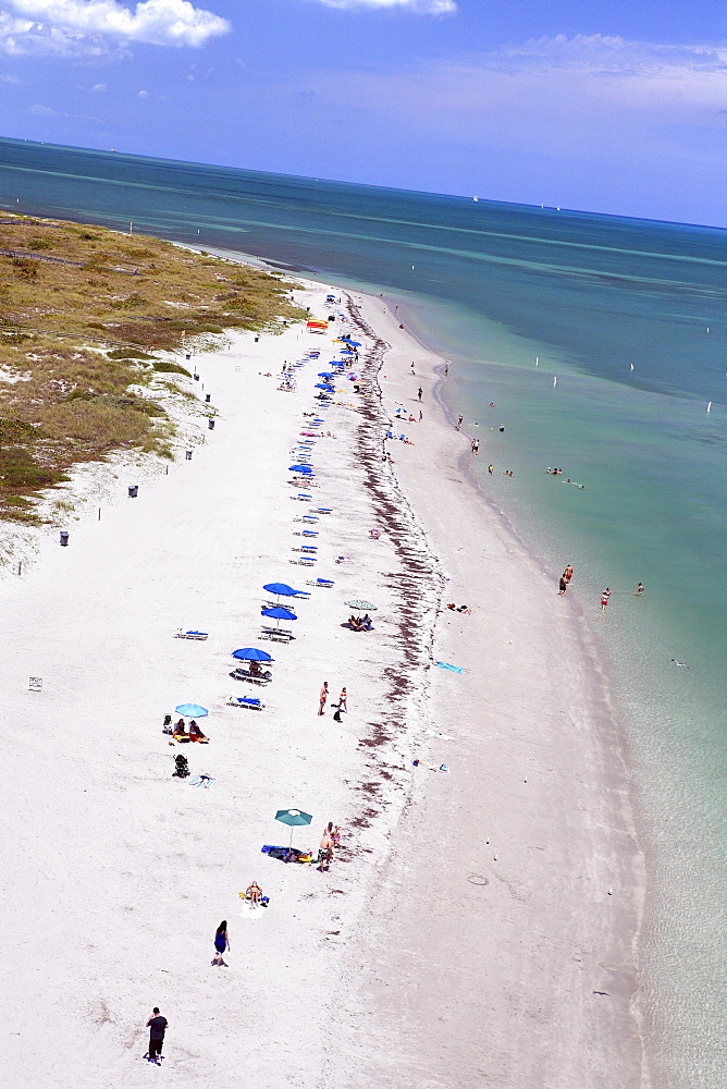 View at people at the beach at Bill Baggs State Park, Key Biscayne, Miami, Florida, USA