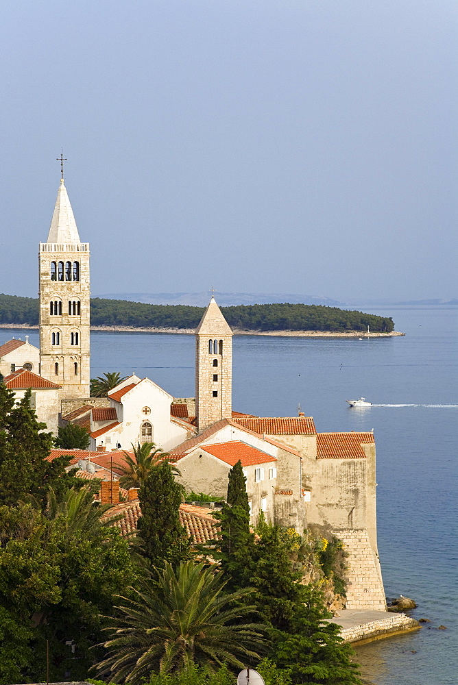 Steeples in the Old Town on Rab Island, Istria, Croatia, Europe