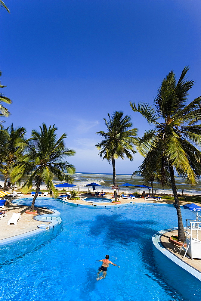 Swimming pool area of the Hotel Bamburi Beach, Bamburi Beach, Coast, Kenya