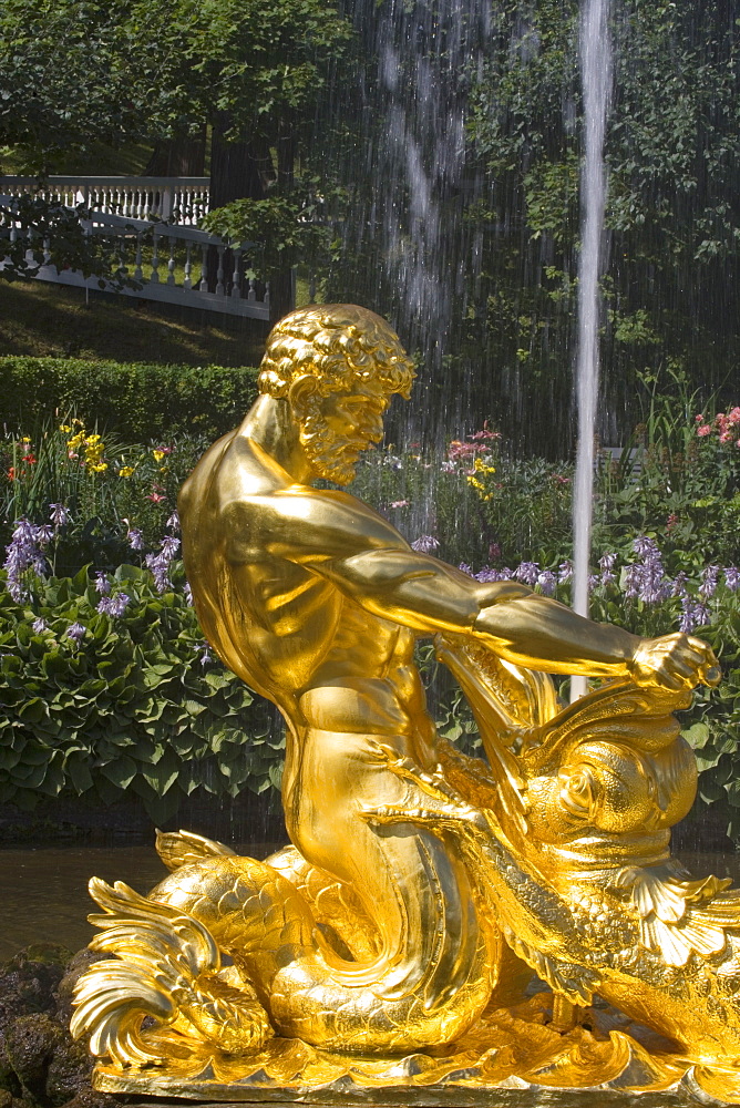 Samson fountain in the park of Peterhof Palace, St. Petersburg, Russia