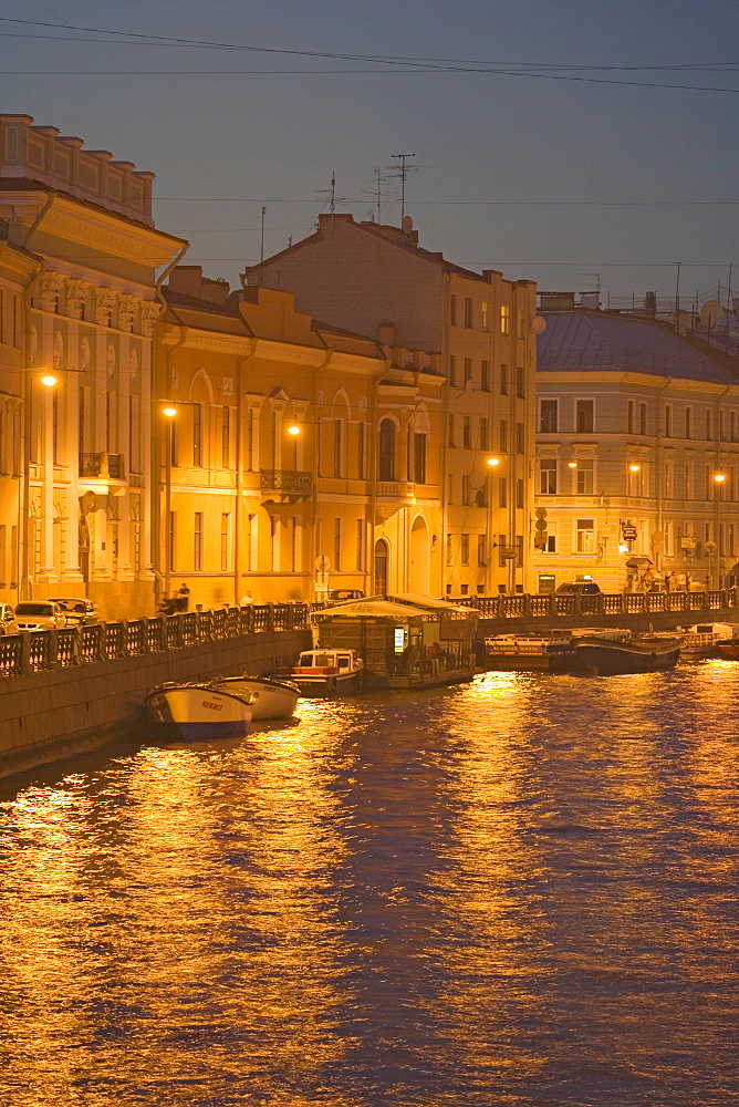 Palaces along the Moika river seen from the Bolschoi Konyushenny bridge, Saint Petersburg, Russia