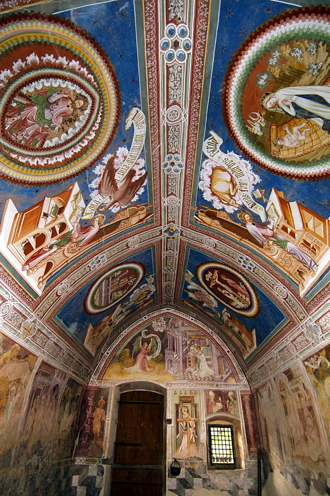 Frescos in St Helenas chapel, Deutschnofen, Eggental valley, South Tyrol, Italy