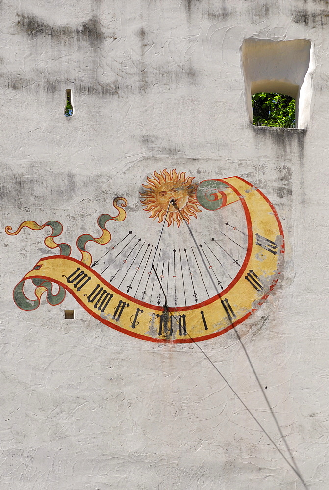 Sundial, castle Hohes Schloss, Fuessen, Allgaeu, Swabia, Bavaria, Germany