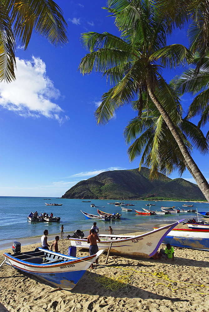 Fishing boats at Playa Galera, Juangriego, Isla Margarita, Nueva Esparta, Venezuela