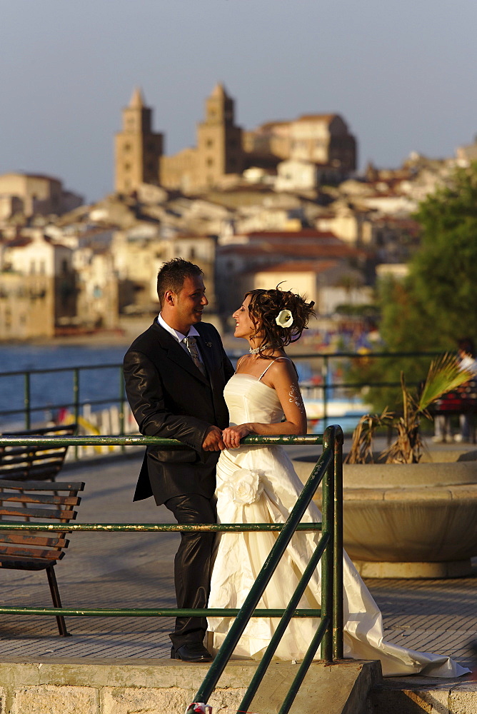 Bridal couple, Cefalu, Sicily, Italy