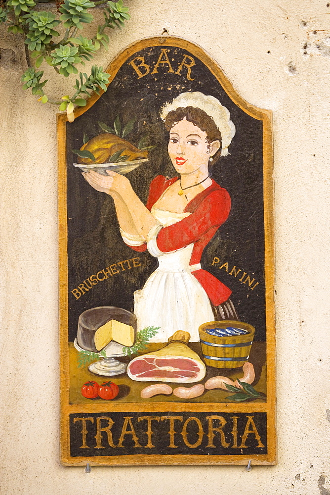 Sign of a Trattoria, Montalcino, Tuscany, Italy