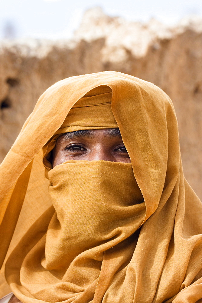 Tuareg in the ruins of Old Germa, Libya, Sahara, North Africa