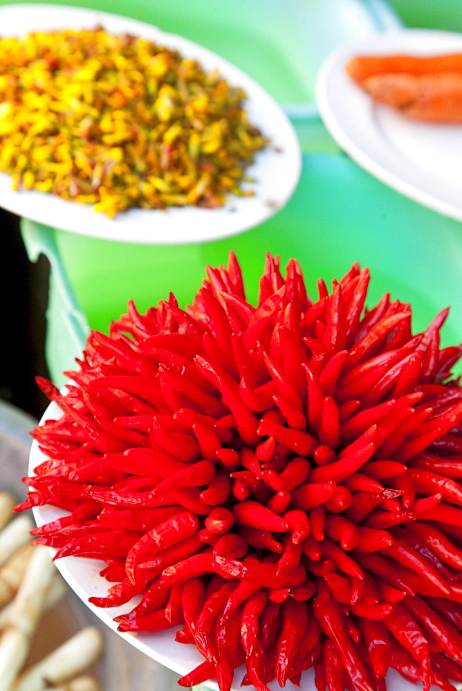 Red chilis and hot dish at a restaurant in the old town, Dali, Yunnan, People's Republic of China, Asia