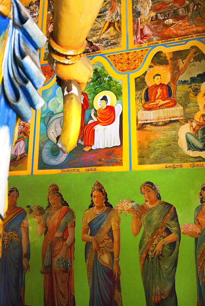 Mural paintings in the Gangaramaya temple, Colombo, Sri Lanka, Asia