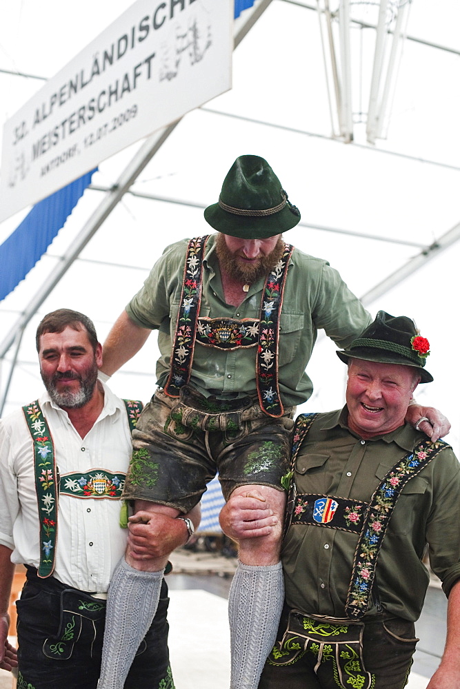 Winner, Alpine Finger Wrestling Championship, Antdorf, Upper Bavaria, Germany