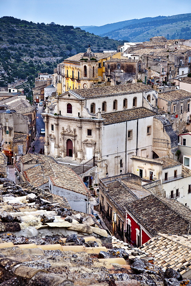 View from Santa Maria delle Scale towards Ragusa Ibla, Ragusa, Sicily, Italy