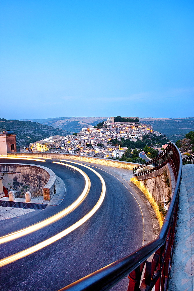 View from Santa Maria delle Scale towards Ragusa Ibla, Ragusa, Sicily, Italy