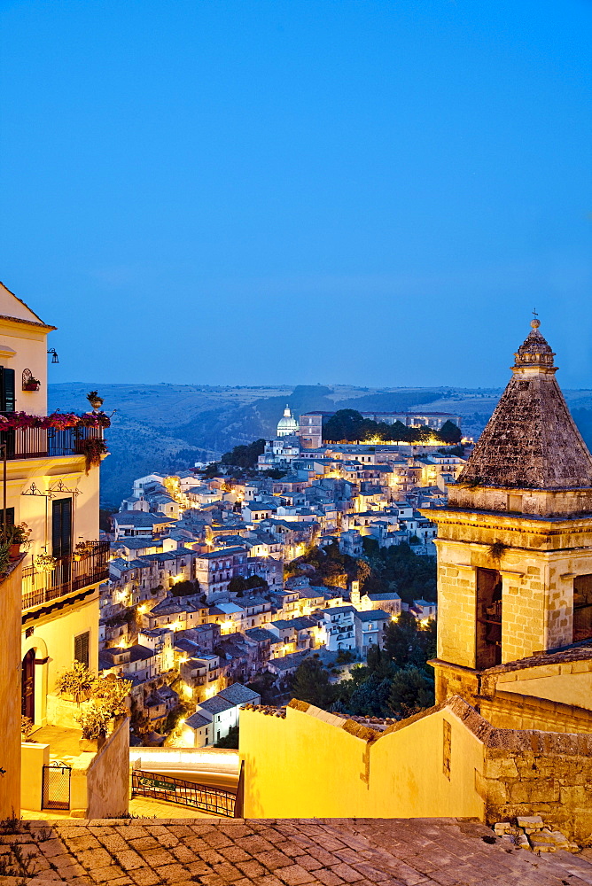 View from Santa Maria delle Scale towards Ragusa Ibla, Ragusa, Sicily, Italy