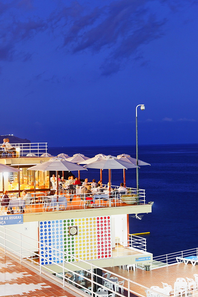 Restaurant at the lido beach complex facilities, Funchal, Madeira, Portugal