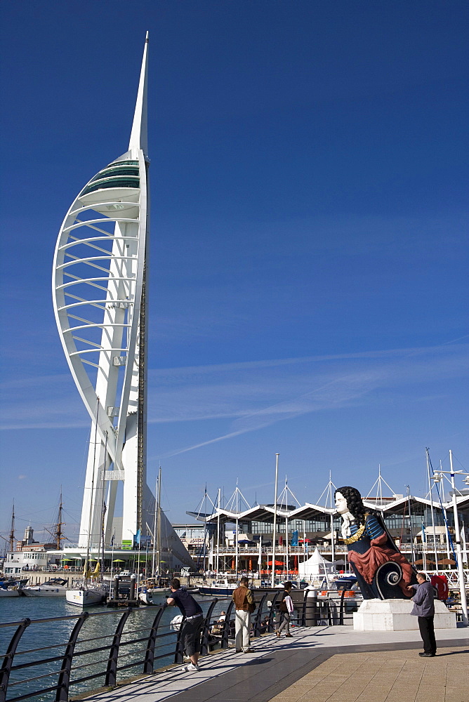 View at Gunwharf Quays and Spinnaker Tower, Portsmouth, Hampshire, England, Europe