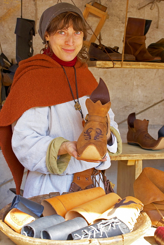 Medieval festival at Hardenburg ruin in 2009, Bad Duerkheim, Deutsche Weinstrasse, Palatinate, Rhineland-Palatinate, Germany, Europe