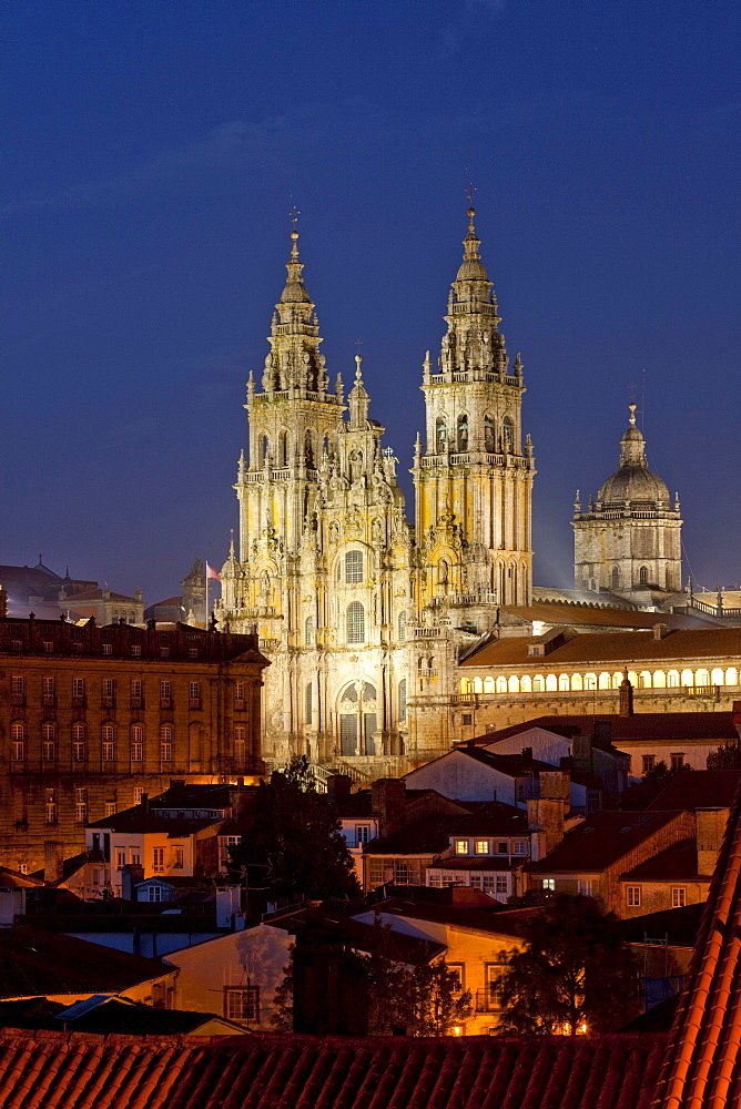 Cathedral of Santiago de Compostela, Camino Frances, Way of St. James, Camino de Santiago, pilgrims way, UNESCO World Heritage Site, European Cultural Route, province of La Coruna, Galicia, Northern Spain, Spain, Europe