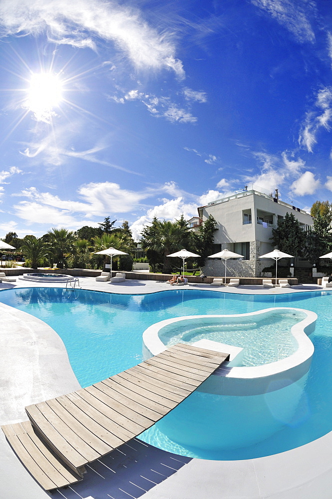 Swimming-Pool, Ekies Hotel, Vourvouru, Sithonia, Chalkidiki, Greece