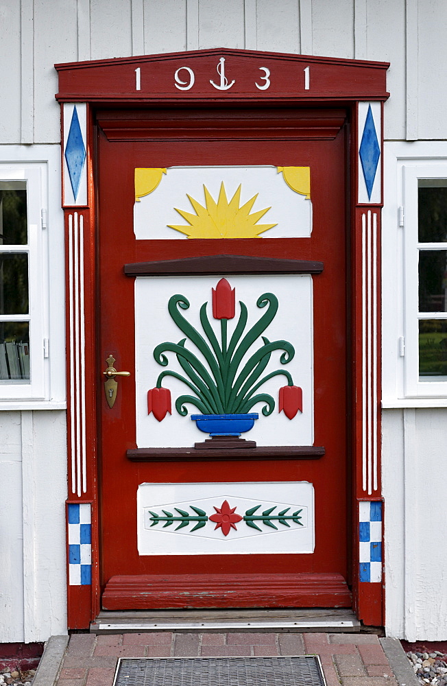 Door of the Spa Authorities, Prerow, Fischland-Darss-Zingst, Mecklenburg-Western Pomerania, Germany