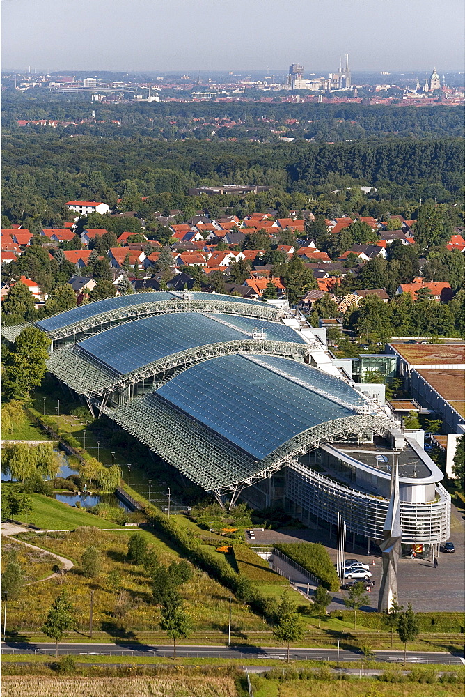 aerial of the Finanz_IT building at Kronsberg, Hannover, Lower Saxony, Germany