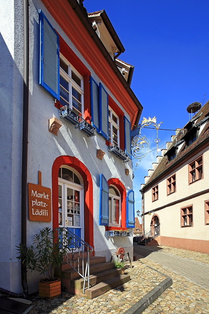 Shop at the market place, Endingen, Kaiserstuhl, Breisgau, Black Forest, Baden-Wuerttemberg, Germany