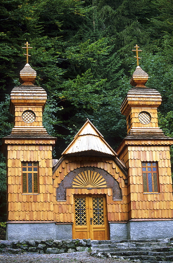 The Russian Chapel on the road to Vrsic Pass, Slovenia