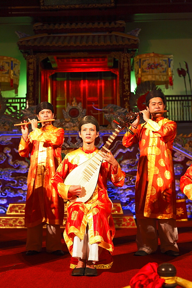 Musicians, theater play, Imperial Theater, Citadel, Imperial City, Hue, Trung Bo, Vietnam