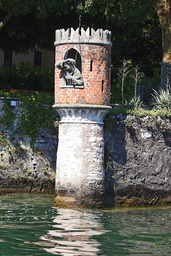 Landing stage, Villa, western lakeside, Lake Como, Lombardy, Italy