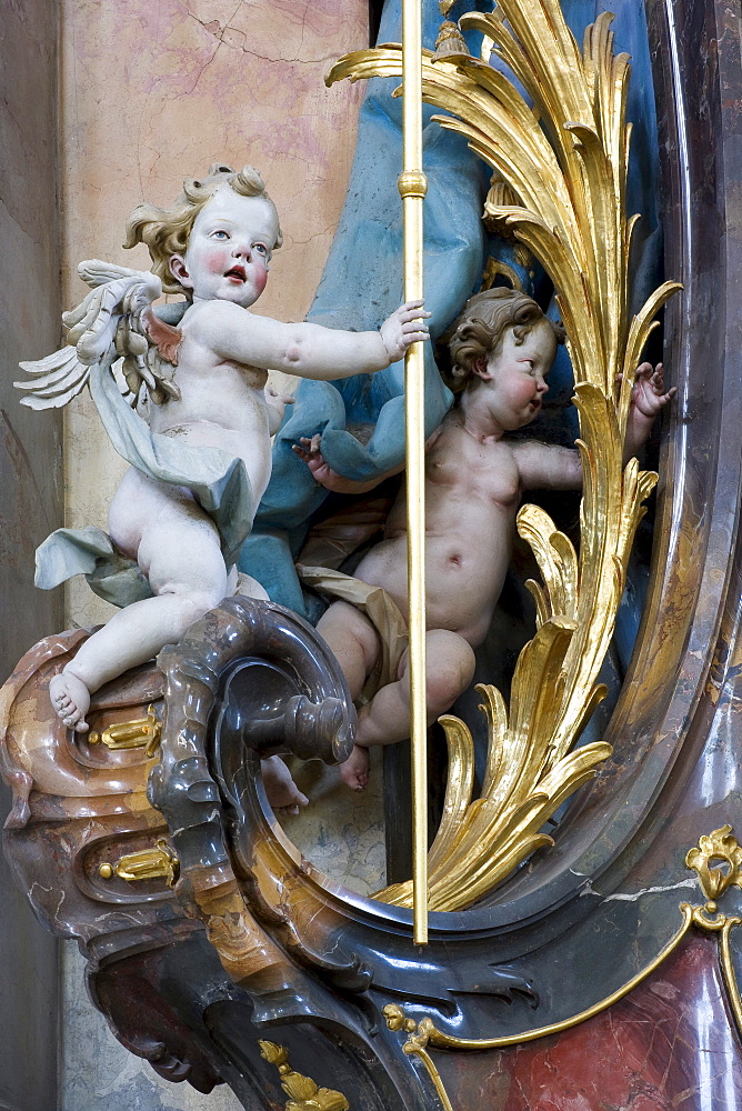 Putto in the Basilica St. Alexander and St. Theodor, Ottobeuren Abbey, Ottobeuren, Bavaria, Germany, Europe