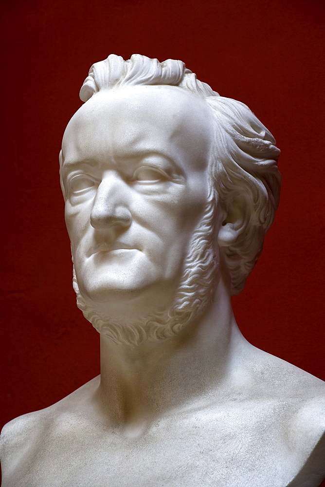 Bust at Villa Wahnfried, the former residence of Richard Wagner (1813Ã±1883), Bayreuth, Bavaria, Germany, Europe