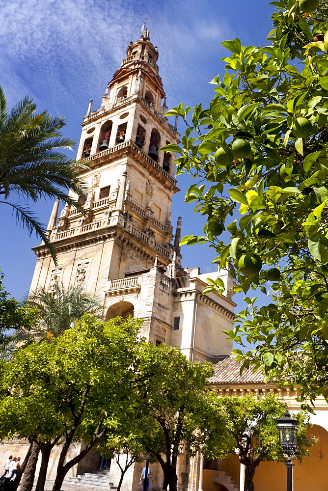 Bell tower of the Mezquita, Cathedral and former Great Mosque of CÃ›rdoba, Cordoba, Spain