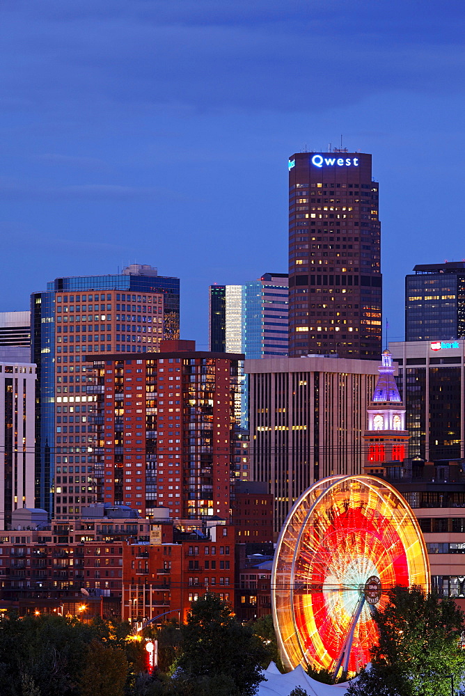 Skyline and Elitch garden amusement park, Denver, Colorado, USA, North America, America