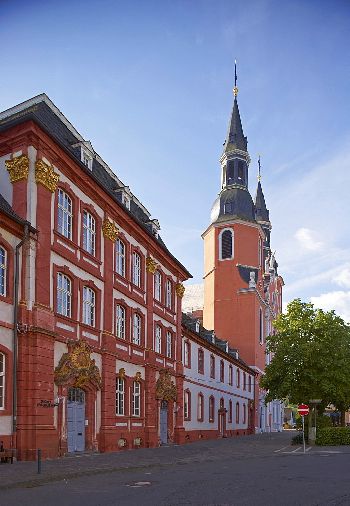 Building of Benedictines' abbey at Pruem, Founded in 721, Eifel, Rhineland-Palatinate, Germany, Europe