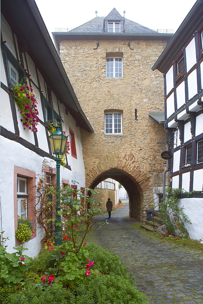 City gate Hirtentor, Eifelhaus, Half-timbered house, Blankenheim, Eifel, North Rhine-Westfalia, Germany, Europe