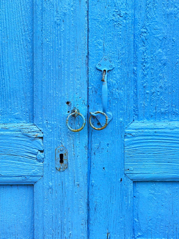 Blue door with old fitting, Aeropoli, Peloponnes, Greece