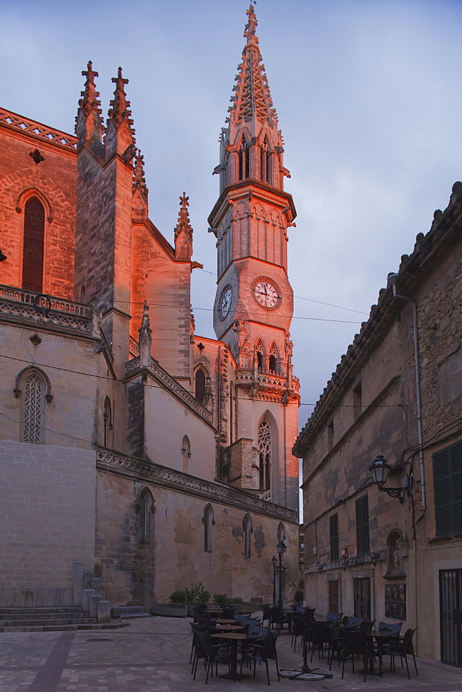 Tower, church, Dolors de Nostra Senyora, neo-Gothic, Manacor, Mallorca, Balearic Islands, Spain, Europe