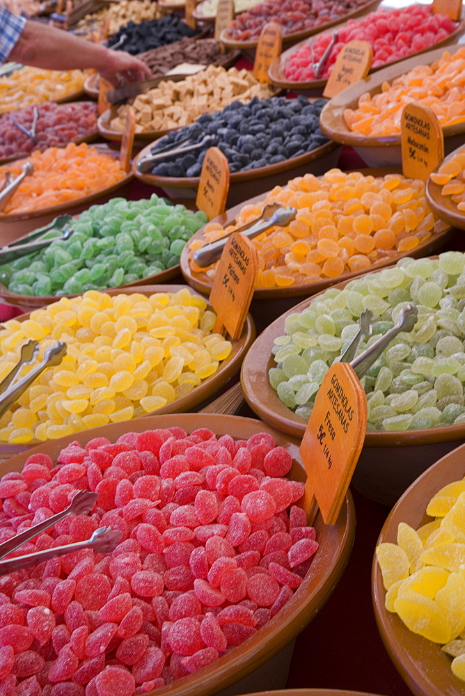 Candied Fruits at Sineu Wednesday Market, Sineu, Mallorca, Balearic Islands, Spain