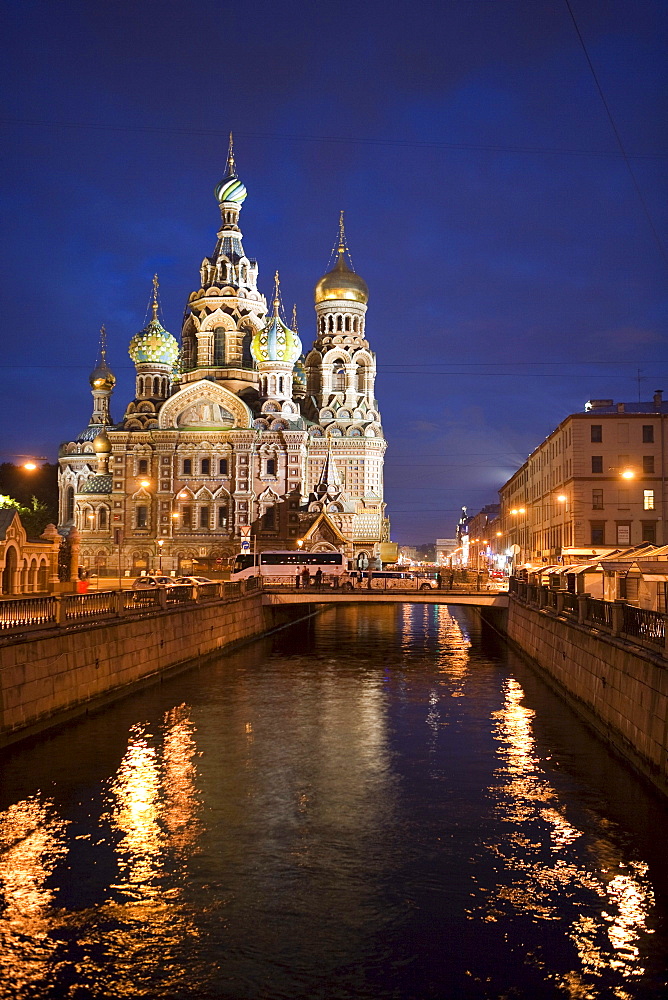 Church of the Savior on Spilled Blood (Church of the Resurrection) at dusk, St. Petersburg, Russia