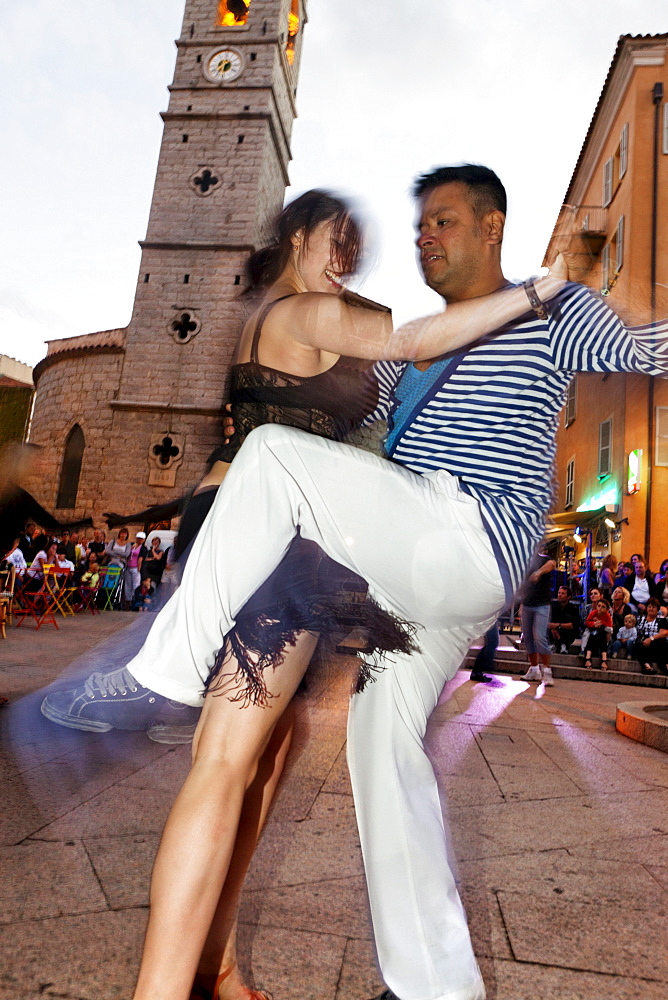 A night of Salsa dancing on Place de la RÃˆpublique, Porto Vecchio, Corsica, France